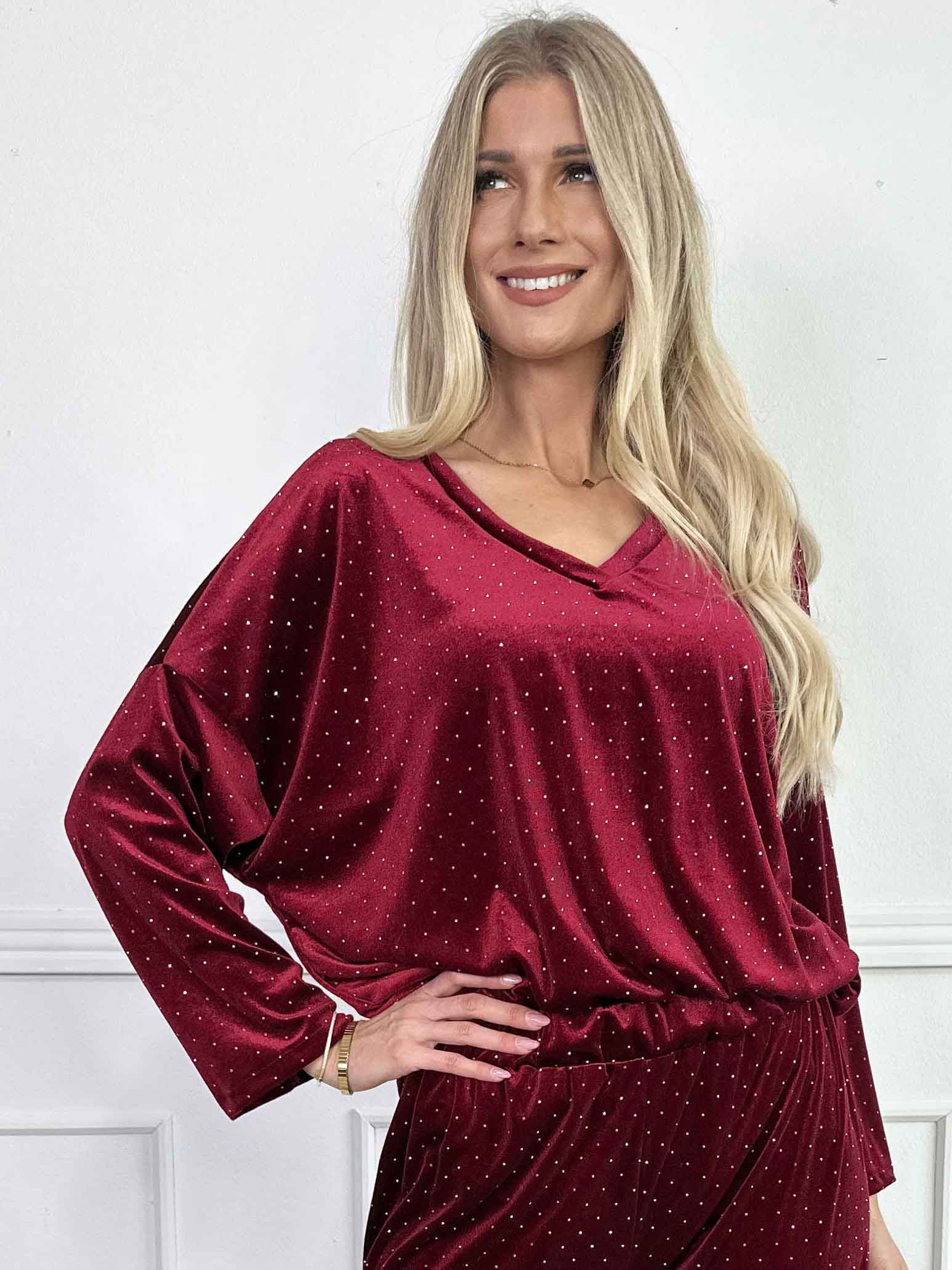 Sparkling - Blødt velour sæt med skinnede sten